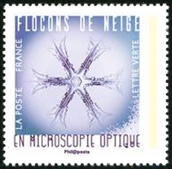 timbre N° 1631, Flocons de neige en microscopie optique