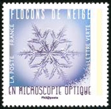 timbre N° 1632, Flocons de neige en microscopie optique