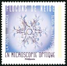 timbre N° 1633, Flocons de neige en microscopie optique