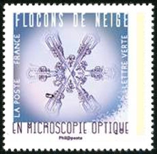 timbre N° 1634, Flocons de neige en microscopie optique