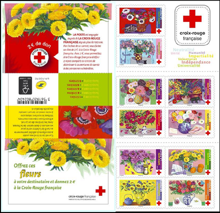 timbre N° BC1548, Croix-Rouge « Offrez ces fleurs à votre destinataire et donnez deux euros à la Croix-Rouge française »