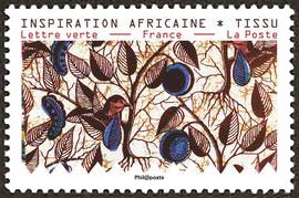 timbre N° 1659, Tissus motifs nature - Inspiration africaine