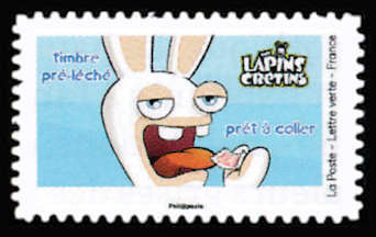  Lapins Crétins <br>Timbre pré-léché<br>prêt à coller