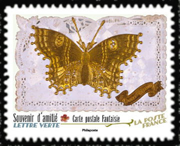  Carte postale fantaisie <br>Souvenir d'amitié<br> Carnet «Vous avez 12 messages»