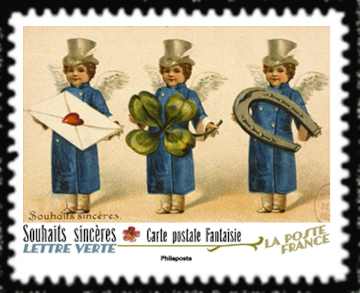  Carte postale fantaisie <br>Souhaits sincères<br> Carnet «Vous avez 12 messages»