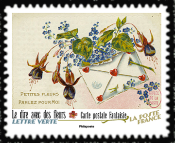  Carte postale fantaisie <br>Le dire avec des fleurs<br> Carnet «Vous avez 12 messages»