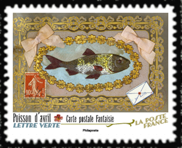  Carte postale fantaisie <br>Poisson d'avril<br> Carnet «Vous avez 12 messages»