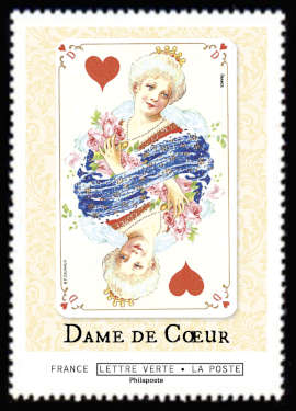  Cartes à jouer «collection Louis XV» <br>Dame de Cœur