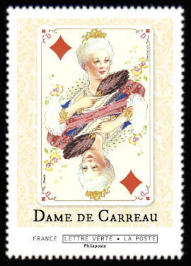  Cartes à jouer «collection Louis XV» <br>Dame de Carreau