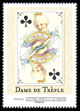  Cartes à jouer «collection Louis XV» <br>Dame de Trèfle