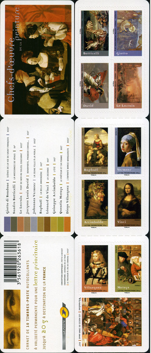 timbre N° BC150, Scéne de la vie œuvres de peintres célèbres