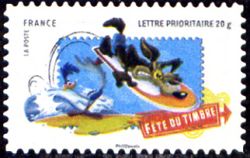 timbre N° 268, Fête du timbre - Bip Bip et Vil Coyote font du surf