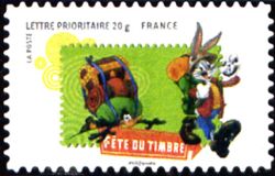timbre N° 270, Fête du timbre - Bugs Bunny et Daffy Duck font de la randonnée