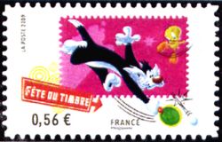 timbre N° 272, Fête du timbre - Titi et Gros Minet jouent au ping-pong