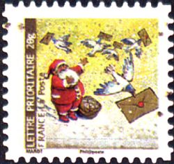 timbre N° 378, Meilleurs vœux - Père noël et pigeons vayageurs