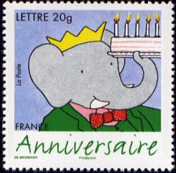  Timbre pour anniversaire <br>Eléphant Babar