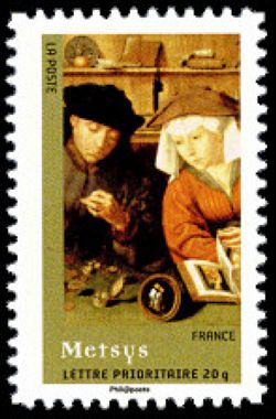  Scéne de la vie œuvres de peintres célèbres <br>Le prêteur et sa femme : oeuvre de Quentin Metsys (1465-1530)