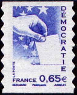 timbre N° 180 /4202, Démocratie (main glissant un bulletin de vote dans l'urne)