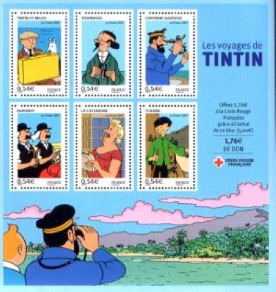 timbre N° 109, Les voyages de Tintin