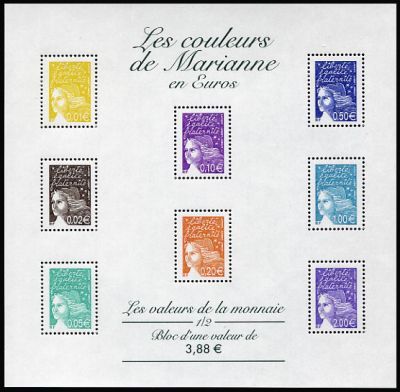 timbre Bloc feuillet N° 44, Les couleurs de Marianne