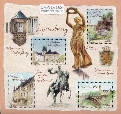 timbre Bloc feuillet N° 64, Capitales européennes : Luxembourg