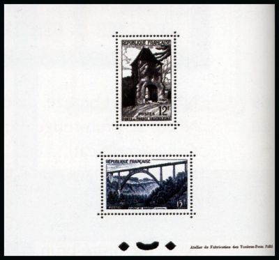 timbre Non référencé, Depuis 1923 la Poste fait imprimer des épreuves de luxe pour chaque timbre émis. Ces épreuves officielles sont réservées aux hauts fonctionnaires et titulaires des hautes charges de l'état