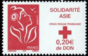 timbre N° 3745, Marianne (solidarité Asie) Croix-Rouge française
