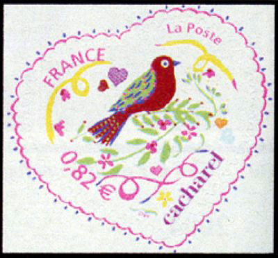 timbre N° 3748B, St Valentin Le coeur de Cacharel