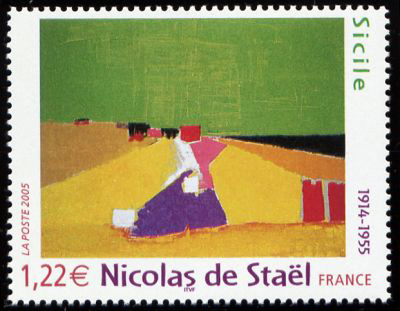 timbre N° 3762, Tableau « Sicile » de Nicolas de Staël (1914-1955) peintre français originaire de Russie