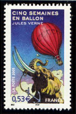 timbre N° 3789, Jules Vernes : Les voyages extraordinaires « Cinq semaines en ballon »