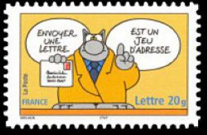 timbre N° 3827, Le chat du dessinateur Philippe Geluck « Envoyer une lettre est un jeu d'adresse »