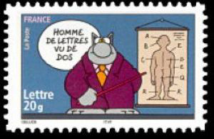 timbre N° 3830, Le chat du dessinateur Philippe Geluck «Homme de lettres vu de dos»