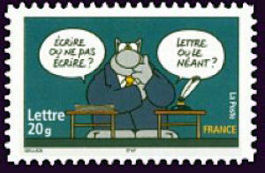 timbre N° 3831, Le chat du dessinateur Philippe Geluck « Écrire ou ne pas écrire ? Lettre ou le néant ? »