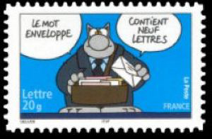  Le chat du dessinateur Philippe Geluck « Le mot enveloppe contient neuf lettres » 