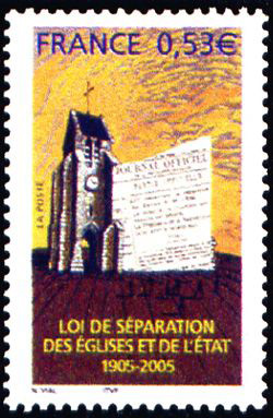 timbre N° 3860, Centenaire de la loi relative à la séparation des Eglises et de l'état