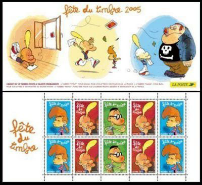 timbre N° BC3751a, Bande carnet Fete du timbre Titeuf personnage du dessinateur de bande dessinée Zep