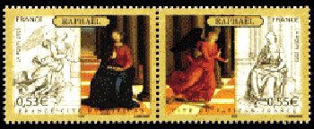 timbre N° P3838-3839, Emission France - Vatican - Oeuvre de Raphaël