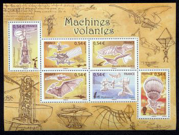 timbre Bloc feuillet N° 103, Machines volantes