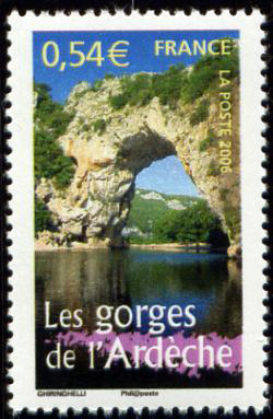 timbre N° 3948, Les gorges de L'Ardèche