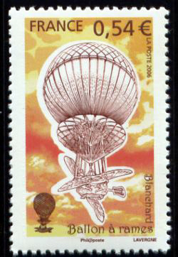 timbre N° 3983, Machines volantes - Ballon à rames - J P Blanchard