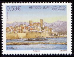 timbre N° 3940, Antibes Juan Les pins  (Alpes-Maritimes), au bord de la mer Méditerranée.