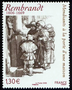 timbre N° 3984, Rembrandt (1606-1669) peintre néerlandais mondialement connu