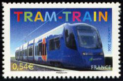 timbre N° 3985, Tram-train, véhicule circulant sur les voies de tramway et sur le réseau ferroviaire