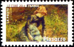 timbre N° 3870, Les impressionnistes - Camille Pissarro « Jeune fille à la baguette » 1881