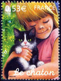 timbre N° 3897, Jeunes animaux domestiques