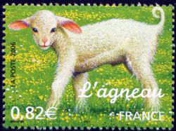 timbre N° 3900, Jeunes animaux domestiques