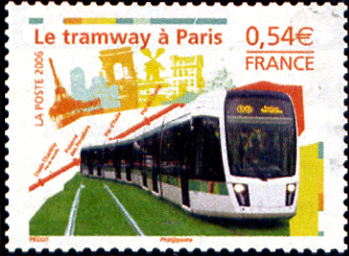 timbre N° 3995, Le tramway à Paris