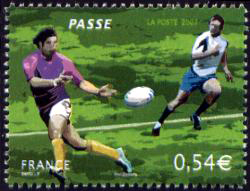 timbre N° 4068, Rugby : La passe
