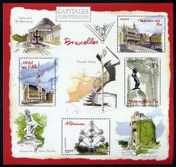 timbre Bloc feuillet N° 111, Capitales européennes Bruxelles