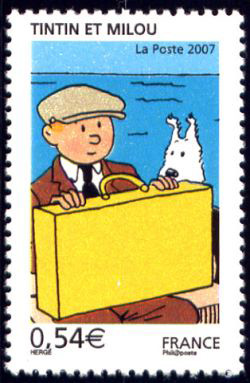 timbre N° 4051, Les voyages de Tintin